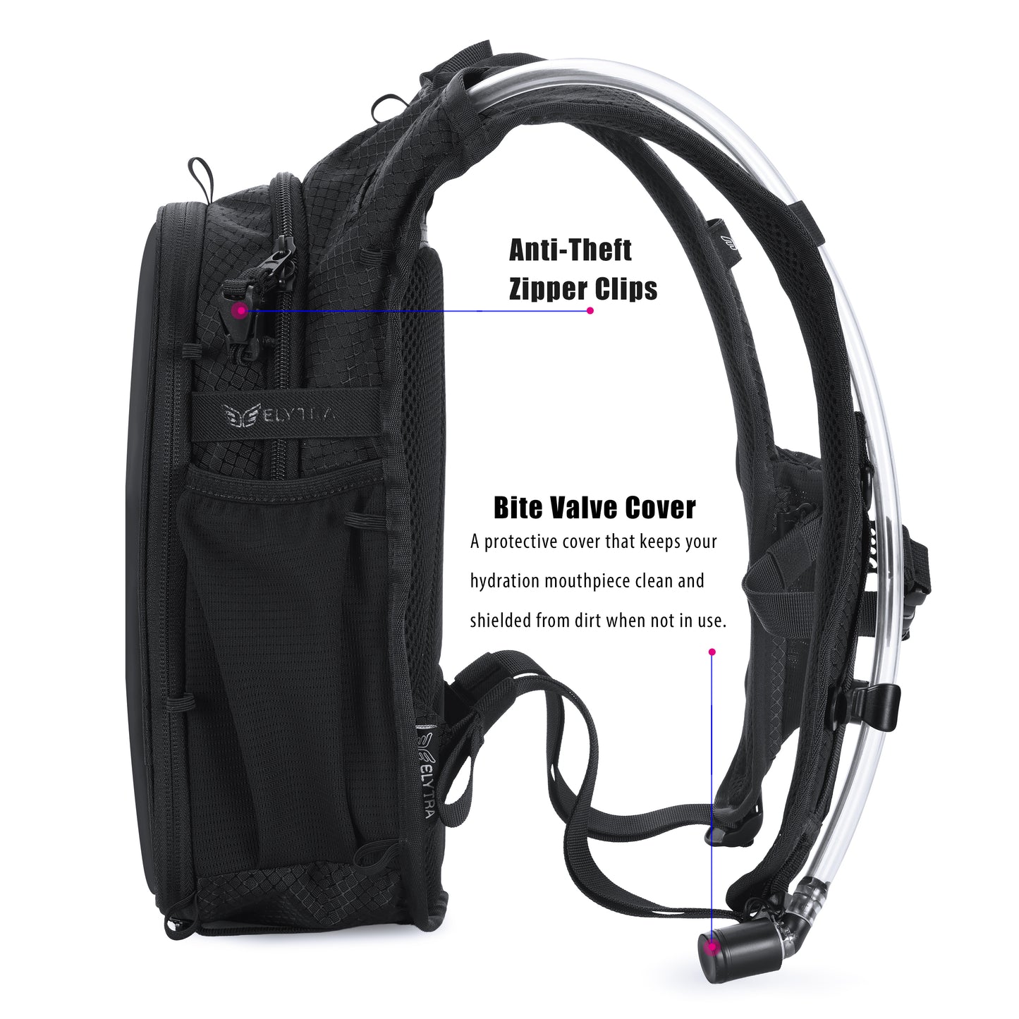 Elytra Air Hydration Pack - 2L Water Backpack with Magnetic Hose Clip