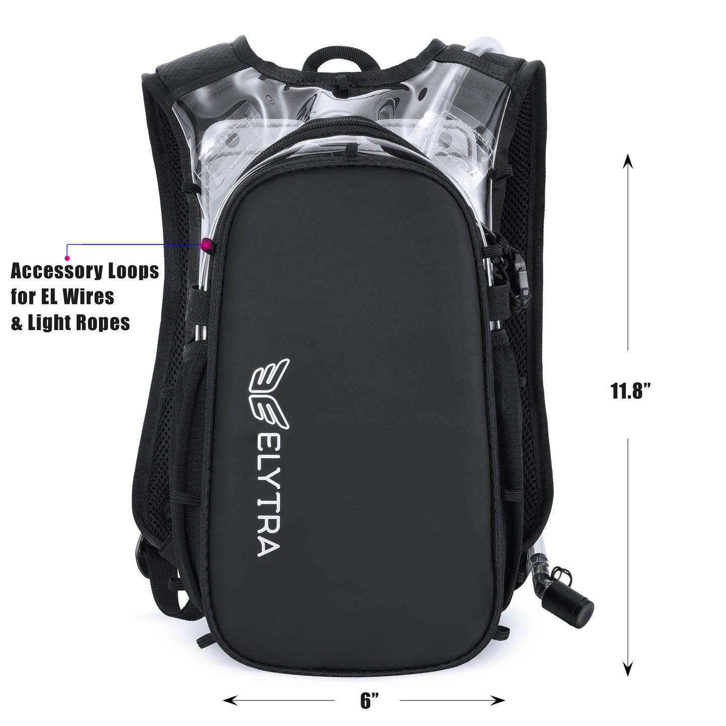 Elytra Air Hydration Pack - 2L Water Backpack with Magnetic Hose Clip (Clear)