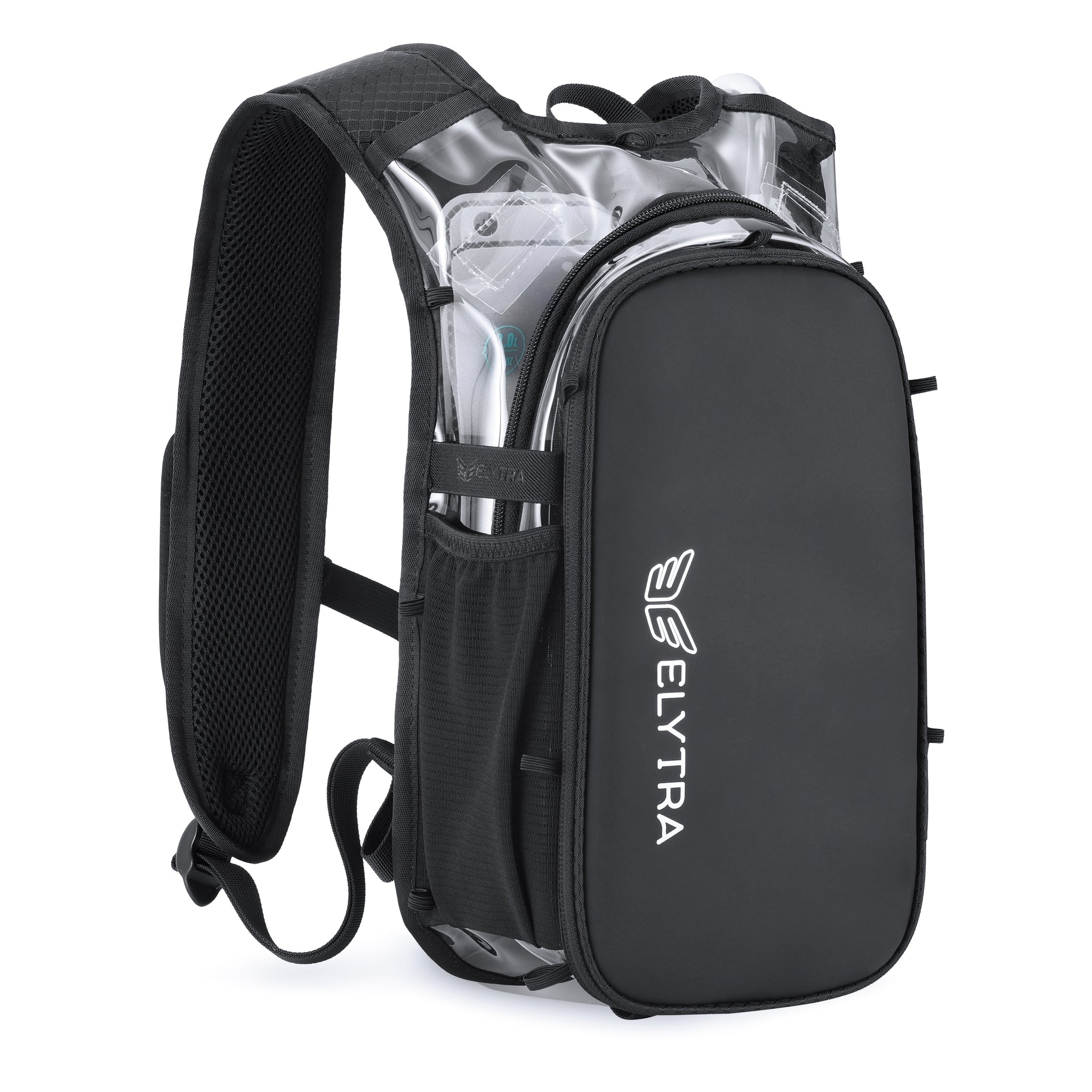 Elytra Air Hydration Pack - 2L Water Backpack with Magnetic Hose Clip (Clear)