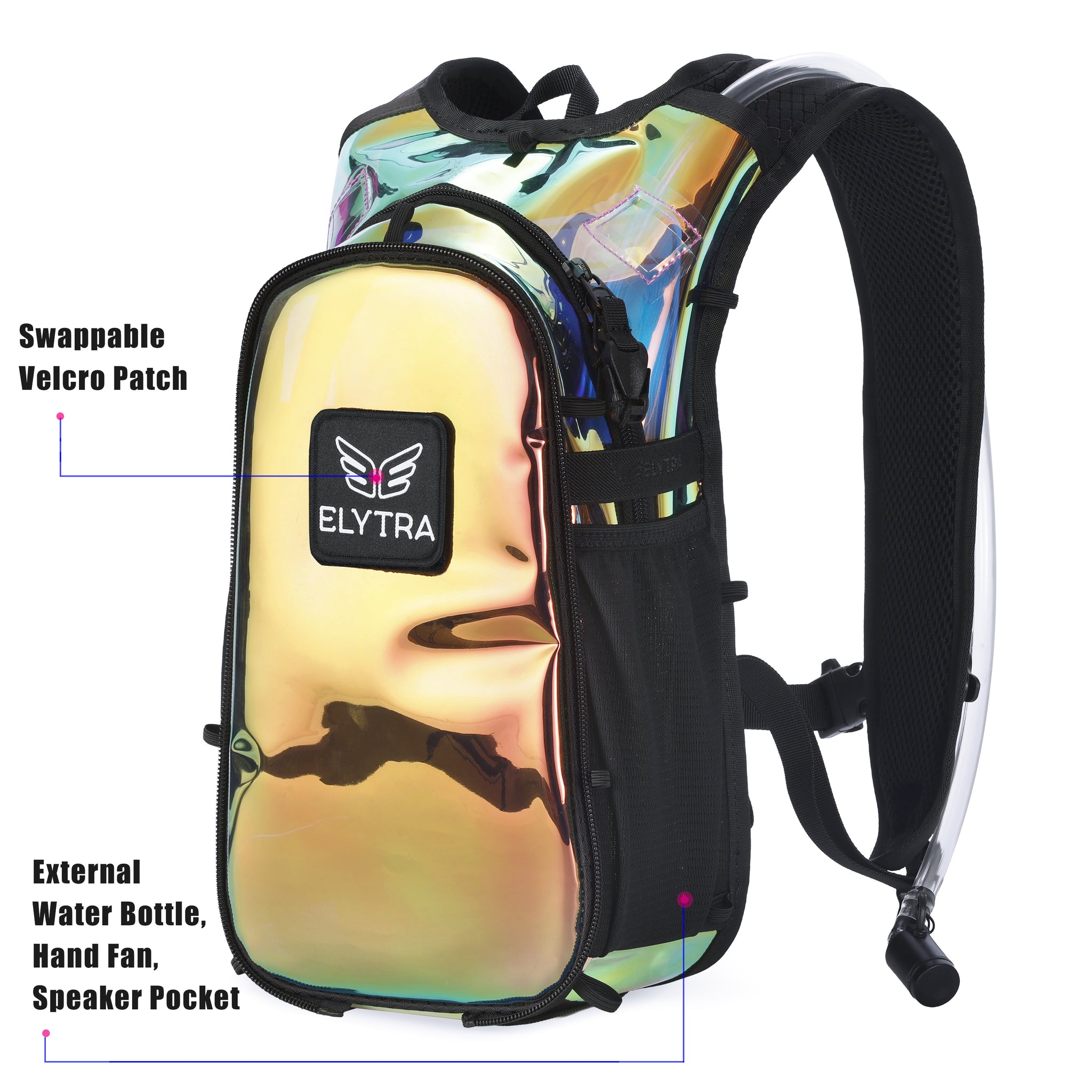 Elytra Air Hydration Pack - 2L Water Backpack with Magnetic Hose Clip (Holographic Galaxy)
