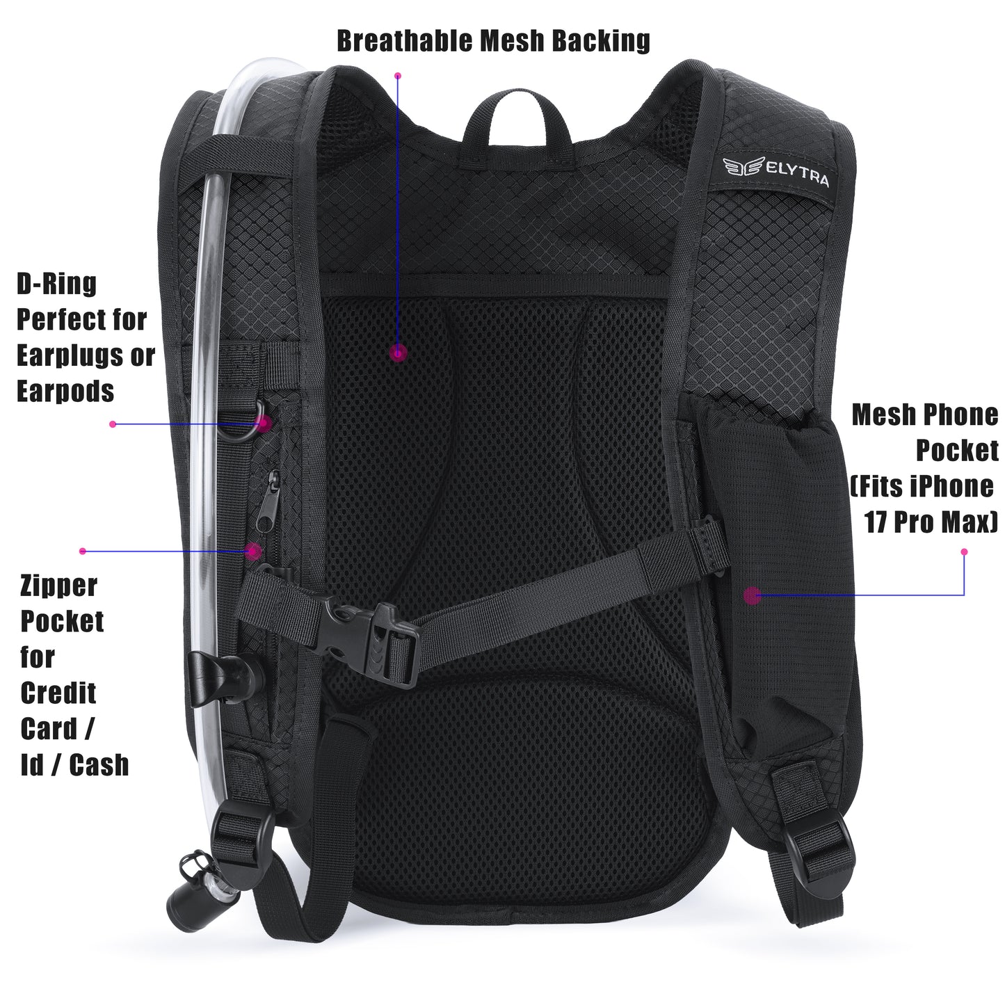 Elytra Air Hydration Pack - 2L Water Backpack with Magnetic Hose Clip (Holographic Galaxy)