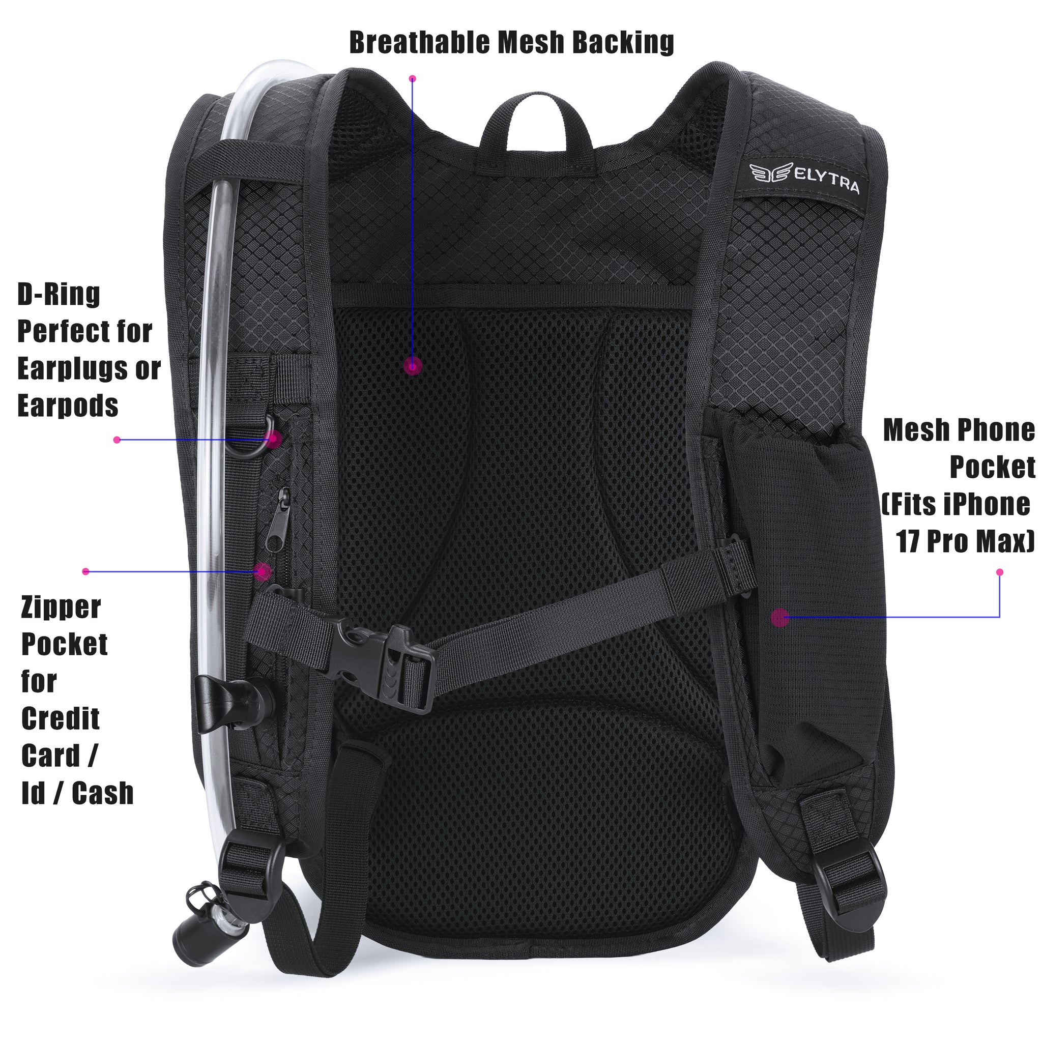 Elytra Air Hydration Pack - 2L Water Backpack with Magnetic Hose Clip (Holographic Galaxy)