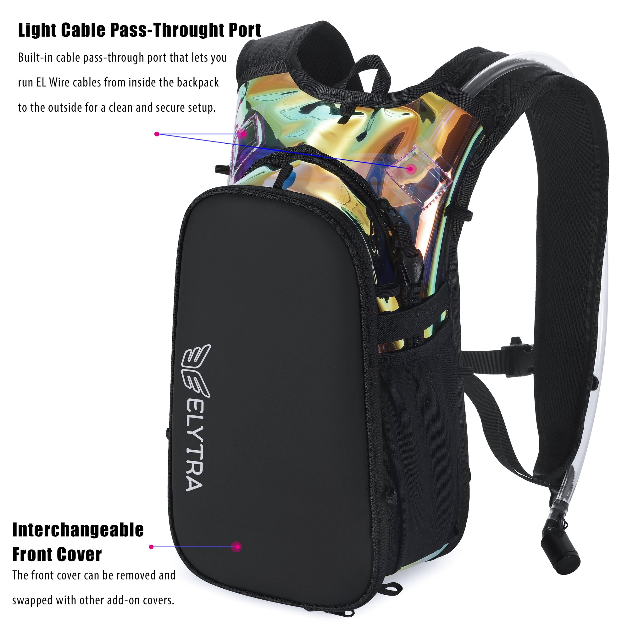 Elytra Air Hydration Pack - 2L Water Backpack with Magnetic Hose Clip (Holographic Galaxy)