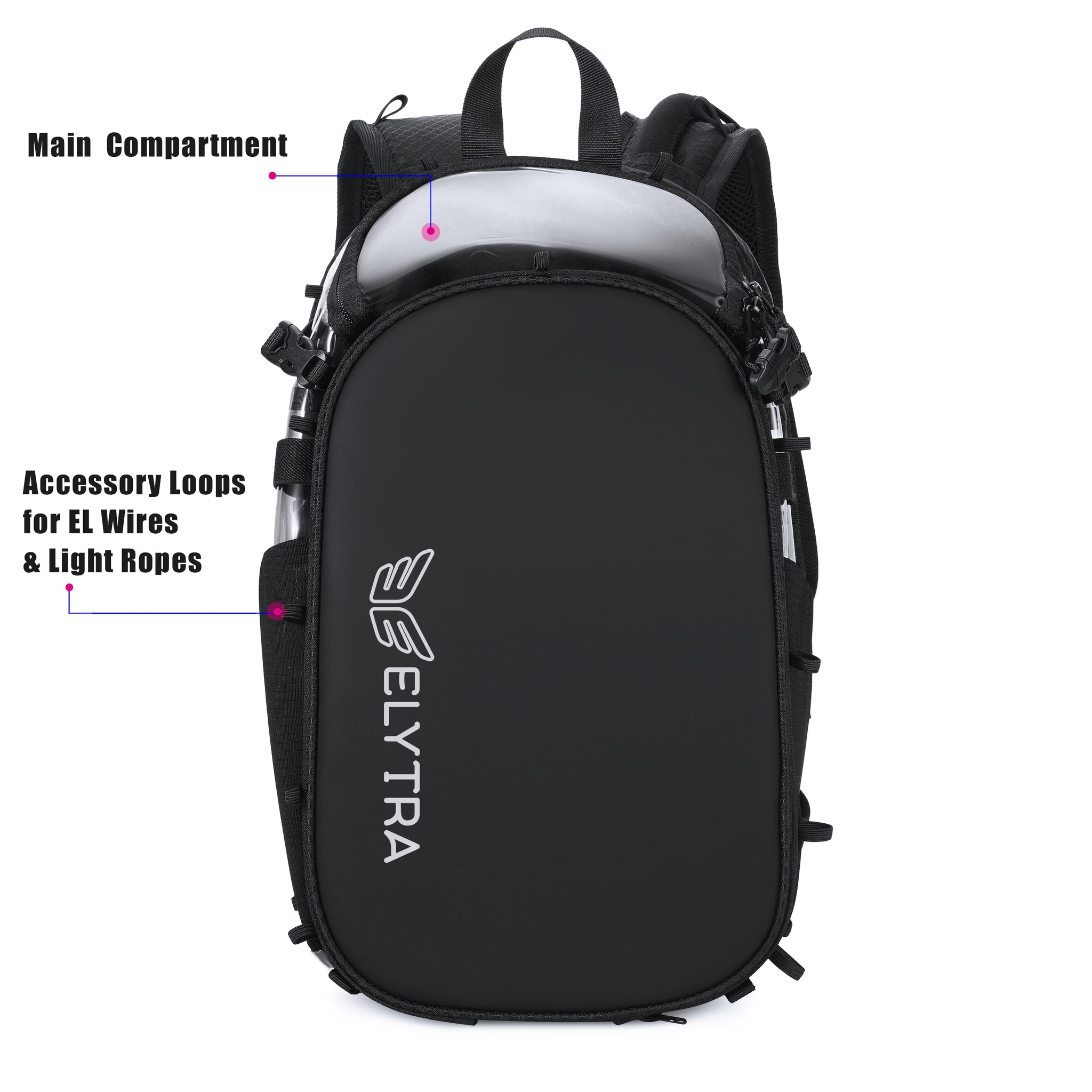 Elytra Hydration Pack – Customizable Lightweight Day Pack for Hiking, Motorcycling, Theme Parks & Everyday Use (Clear)