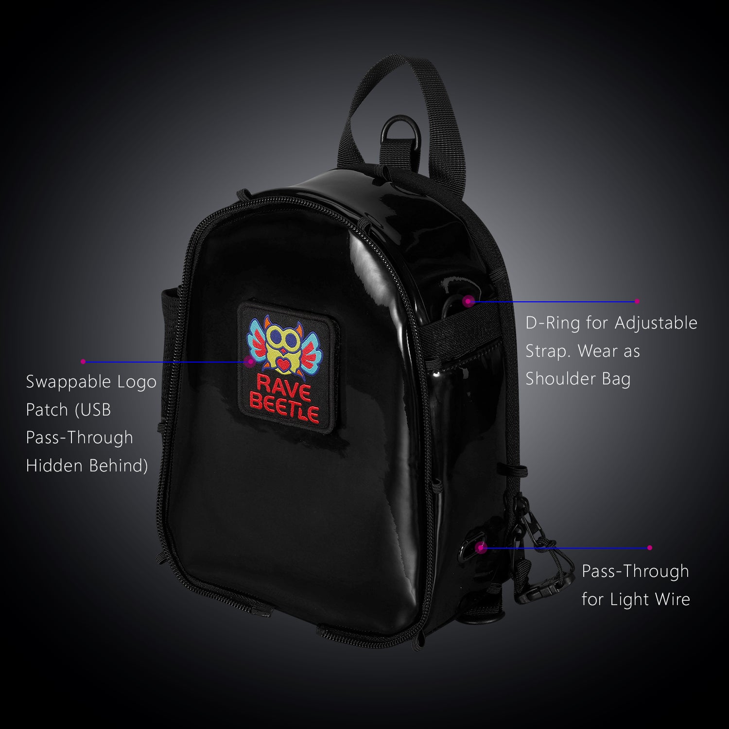 FLOWt Magic Backpack – Interchangeable Wing Mini Backpack for Theme Park Outfits (Black)