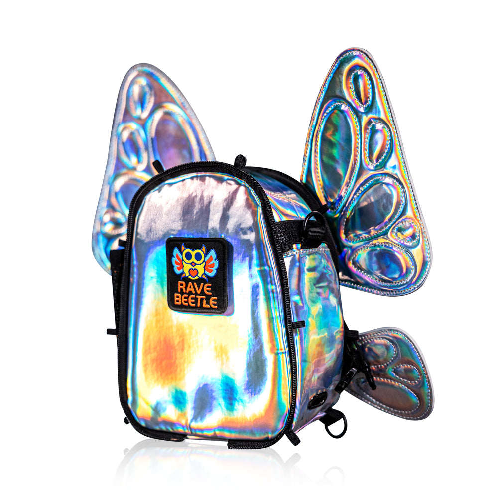 FLOWt Magic Backpack – Interchangeable Wing Mini Backpack for Theme Park Outfits (Silver)